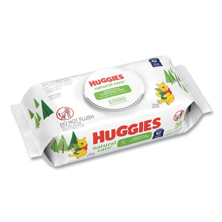 Huggies® Natural Care Sensitive Baby Wipes, 1-Ply, 3.88 x 6.6, Unscented, White, 56/Pack, 8 Packs/Carton (KCC31803)