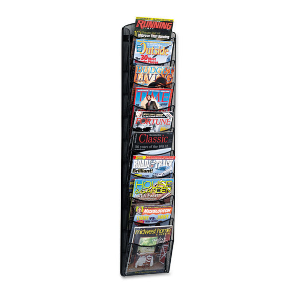 Safco® Onyx Mesh Literature Rack, Ten Compartments, 10.25w x 3.5d x 50.75h, Black (SAF5579BL) Each