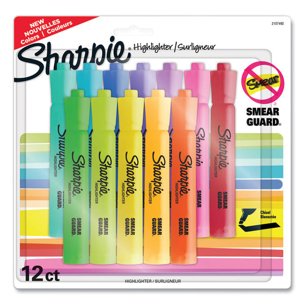 Sharpie® Tank Style Highlighters, Assorted Ink Colors, Chisel Tip, Assorted Barrel Colors, 12/Pack (SAN2157492)