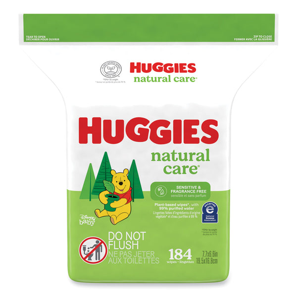 Huggies® Natural Care Sensitive Baby Wipes, 1-Ply, 3.88 x 6.6, Unscented, White, 184/Pack, 3 Packs/Carton (KCM31816) Case of 552