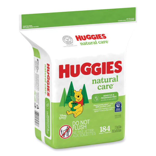 Huggies® Natural Care Sensitive Baby Wipes, 1-Ply, 3.88 x 6.6, Unscented, White, 184/Pack, 3 Packs/Carton (KCM31816) Case of 552