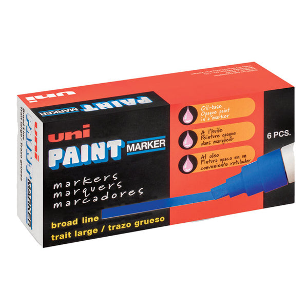 uni®-Paint Permanent Marker, Broad Chisel Tip, Blue (UBC63733) Each
