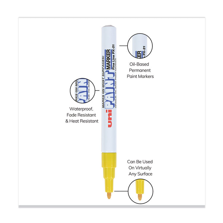 uni®-Paint Permanent Marker, Fine Bullet Tip, Yellow (UBC63705) Each