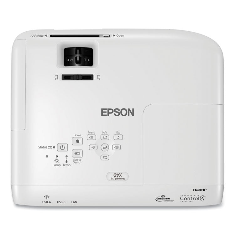Epson® PowerLite X49 3LCD XGA Classroom Projector, 3,600 lm, 1024 x 768 Pixels, 1.2x Zoom (EPSV11H982020)