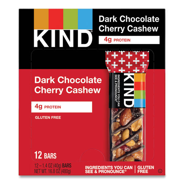 KIND Plus Nutrition Boost Bar, Dk ChocolateCherryCashew/Antioxidants, 1.4 oz, 12/Box (KND17250)