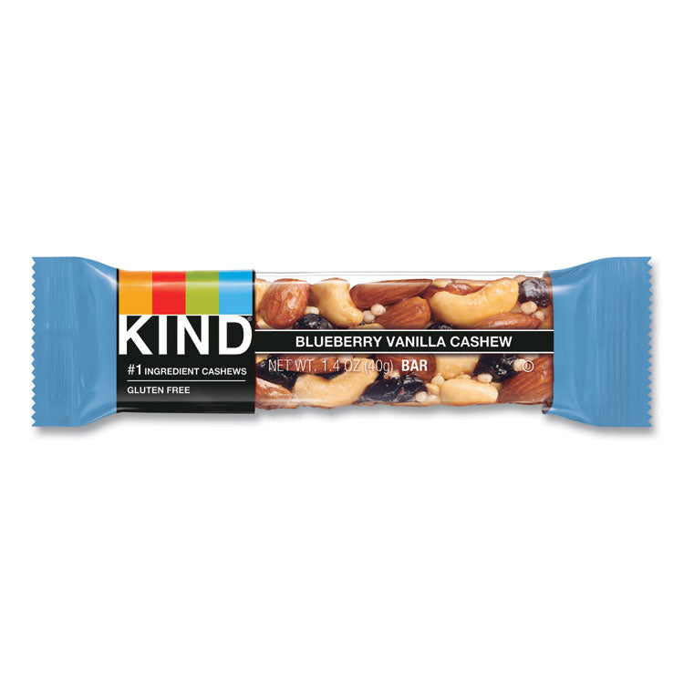 KIND Fruit and Nut Bars, Blueberry Vanilla and Cashew, 1.4 oz Bar, 12/Box (KND18039)