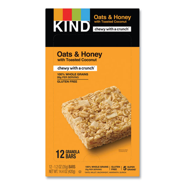KIND Healthy Grains Bar, Oats and Honey with Toasted Coconut, 1.2 oz, 12/Box (KND18080)