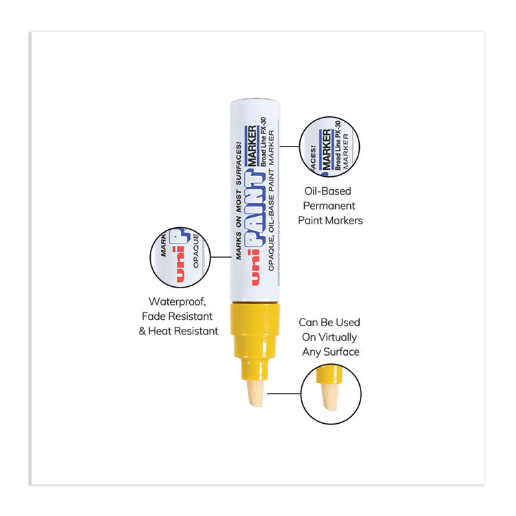 uni®-Paint Permanent Marker, Broad Chisel Tip, Yellow (UBC63735) Each