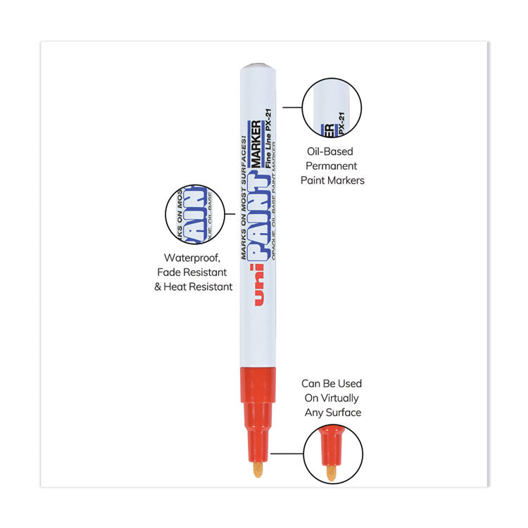 uni®-Paint Permanent Marker, Fine Bullet Tip, Red (UBC63702) Each