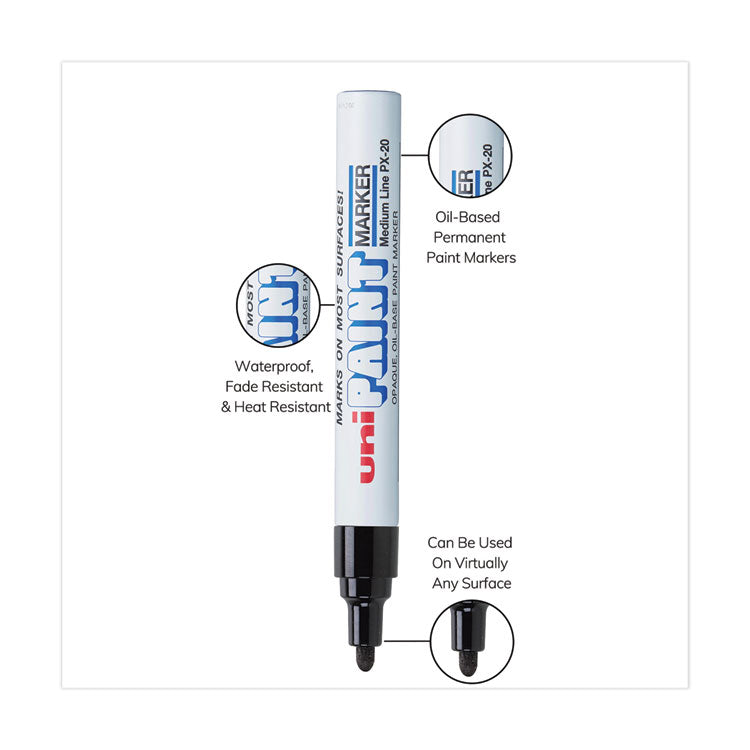 uni®-Paint Permanent Marker, Medium Bullet Tip, Black (UBC63601) Each