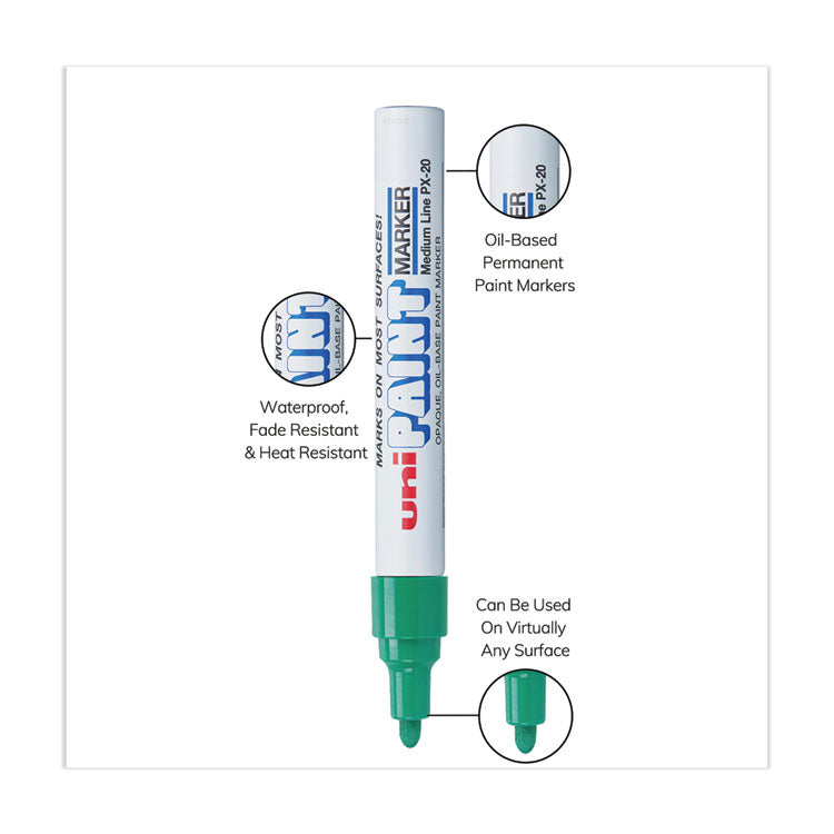 uni®-Paint Permanent Marker, Medium Bullet Tip, Green (UBC63604) Each