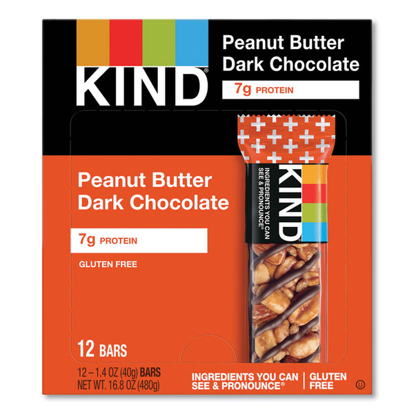 KIND Plus Nutrition Boost Bar, Peanut Butter Dark Chocolate/Protein, 1.4 oz, 12/Box (KND17256)