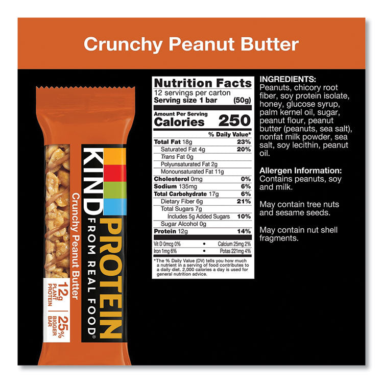 KIND Protein Bars, Crunchy Peanut Butter, 1.76 oz, 12/Pack (KND26026)