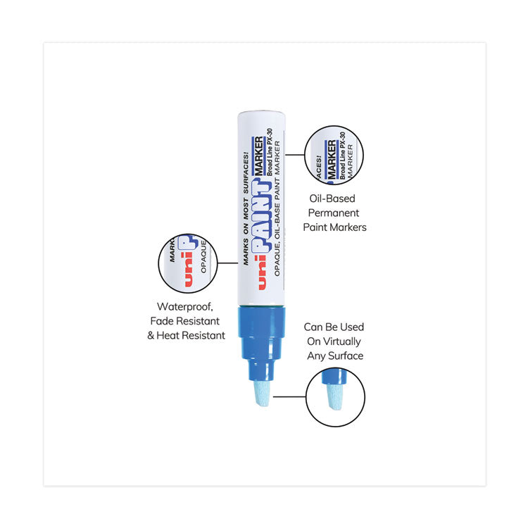 uni®-Paint Permanent Marker, Broad Chisel Tip, Blue (UBC63733) Each