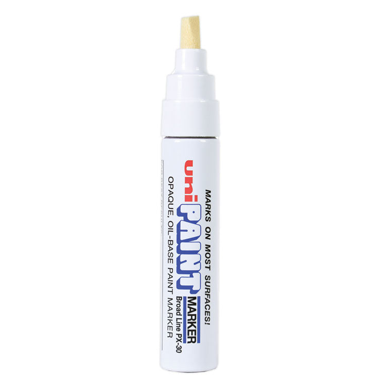 uni®-Paint Permanent Marker, Broad Chisel Tip, White (UBC63743) Each