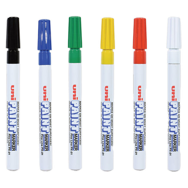 uni®-Paint Permanent Marker, Fine Bullet Tip, Assorted Colors, 6/Set (UBC63720) Set of 6