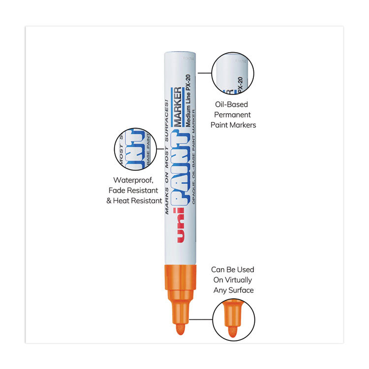 uni®-Paint Permanent Marker, Medium Bullet Tip, Orange (UBC63607) Each
