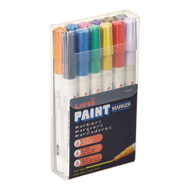 uni®-Paint Permanent Marker, Fine Bullet Tip, Assorted Colors, 12/Set (UBC63721) Set of 12