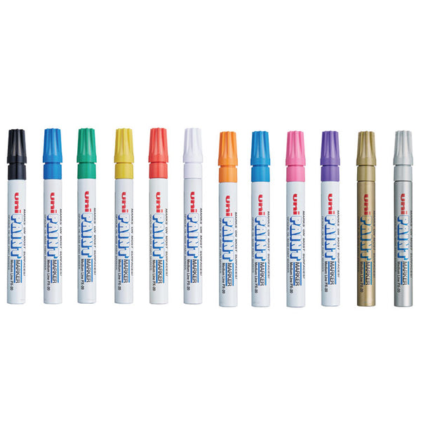 uni®-Paint Permanent Marker, Medium Bullet Tip, Assorted Colors, 12/Set (UBC63631) Set of 12