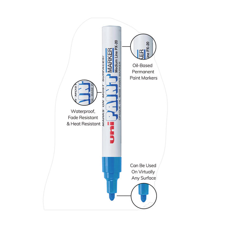 uni®-Paint Permanent Marker, Medium Bullet Tip, Blue (UBC63603) Each
