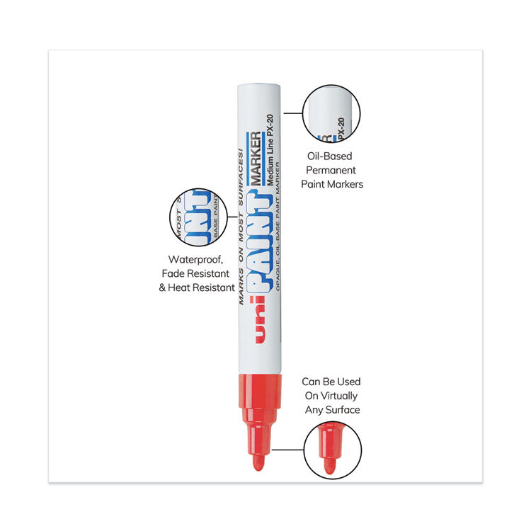 uni®-Paint Permanent Marker, Medium Bullet Tip, Red (UBC63602) Each