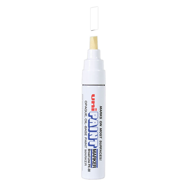 uni®-Paint Permanent Marker, Broad Chisel Tip, White (UBC63743) Each