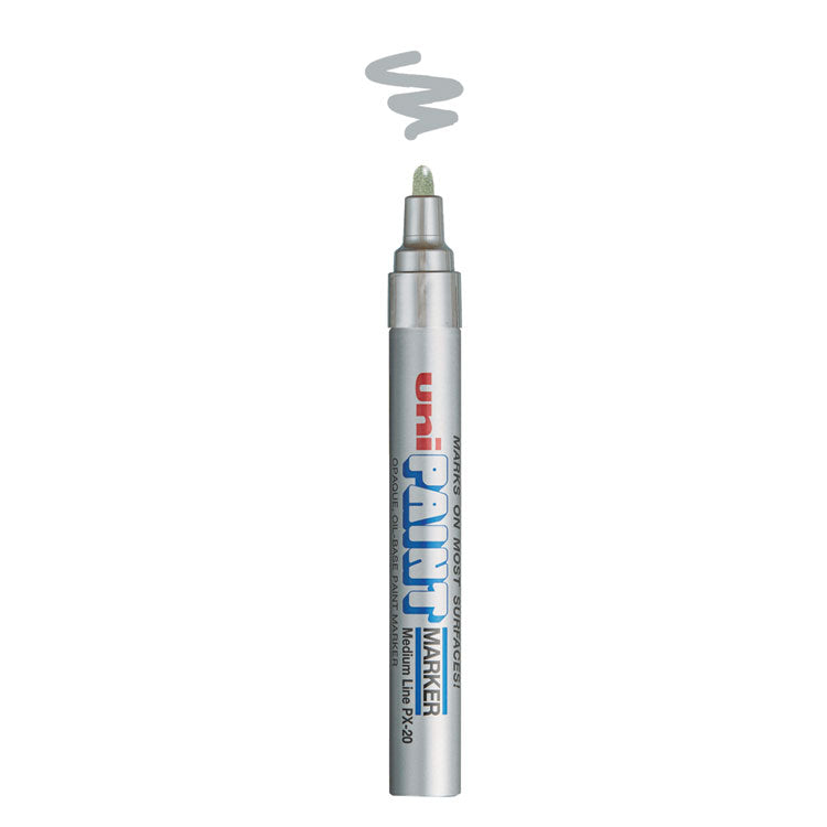 uni®-Paint Permanent Marker, Medium Bullet Tip, Metallic Silver (UBC63614) Each
