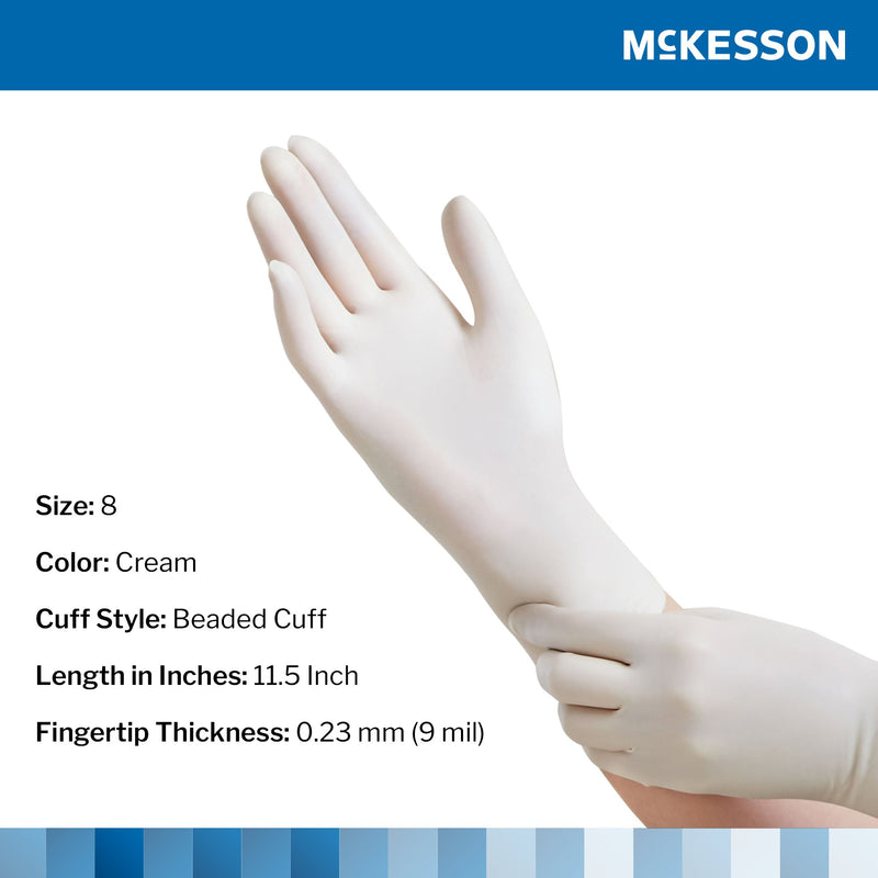 McKesson Perry® Performance Plus Surgical Glove Size 8 Sterile Latex Standard Cuff Length Smooth Cream Chemo Tested (1044708_CS) 200/CS