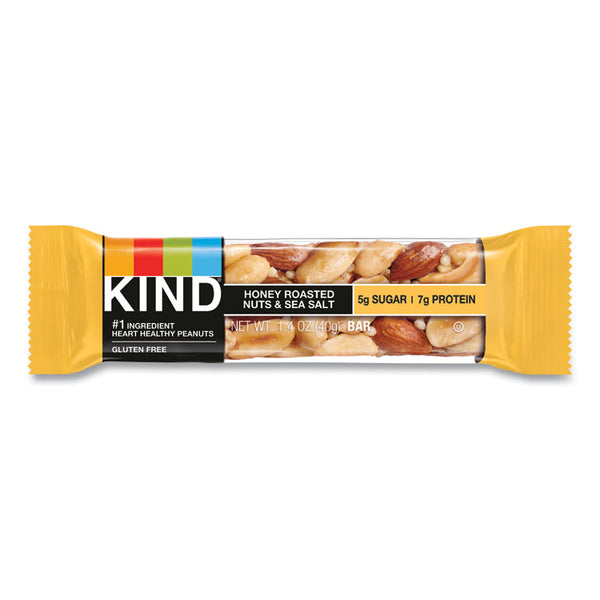 KIND Nuts and Spices Bar, Honey Roasted Nuts/Sea Salt, 1.4 oz Bar, 12/Box (KND19990)