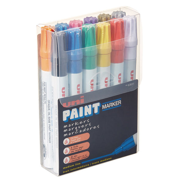uni®-Paint Permanent Marker, Medium Bullet Tip, Assorted Colors, 12/Set (UBC63631) Set of 12