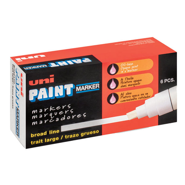 uni®-Paint Permanent Marker, Broad Chisel Tip, White (UBC63743) Each