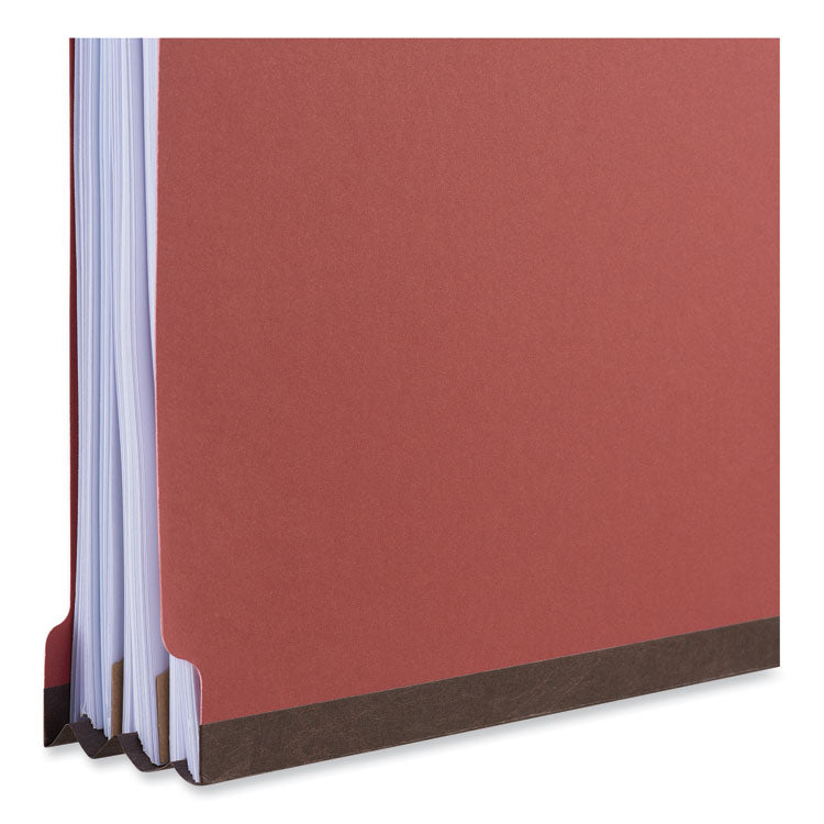 Universal® Six-Section Classification Folders, Heavy-Duty Pressboard Cover, 2 Dividers, 6 Fasteners, Legal Size, Brick Red, 20/Box (UNV10403) Box of 20