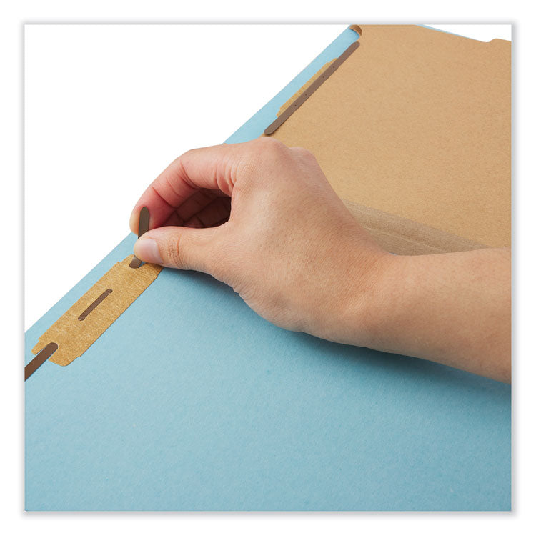 Universal® Six-Section Classification Folders, Heavy-Duty Pressboard Cover, 2 Dividers, 6 Fasteners, Legal Size, Light Blue, 20/Box (UNV10406) Box of 20