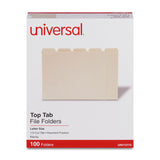 Universal® Top Tab File Folders, 1/5-Cut Tabs: Assorted, Letter Size, 0.75" Expansion, Manila, 100/Box (UNV12115)