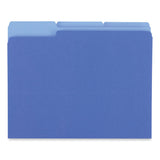 Universal® Interior File Folders, 1/3-Cut Tabs: Assorted, Letter Size, 11-pt Stock, Blue, 100/Box (UNV12301) Box of 100