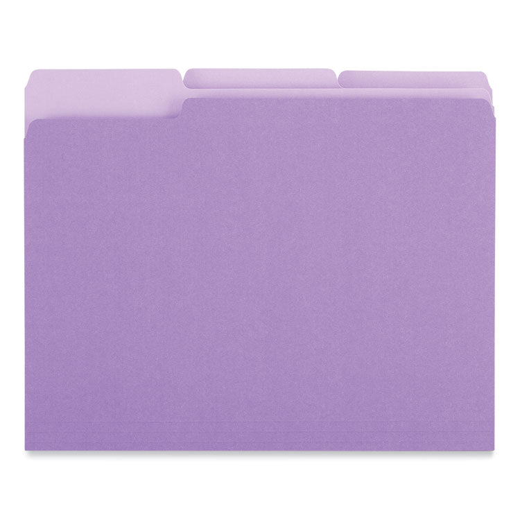 Universal® Interior File Folders, 1/3-Cut Tabs: Assorted, Letter Size, 11-pt Stock, Violet, 100/Box (UNV12305) Box of 100
