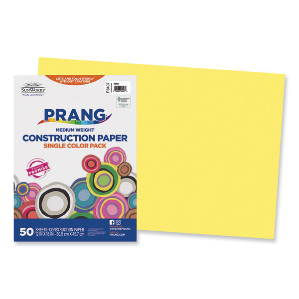 Prang® SunWorks Construction Paper, 50 lb Text Weight, 12 x 18, Yellow, 50/Pack (PAC8407) Pack of 50