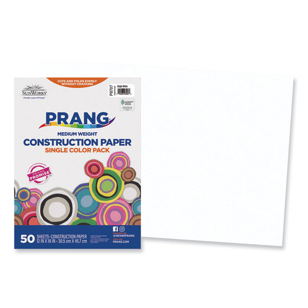 Prang® SunWorks Construction Paper, 50 lb Text Weight, 12 x 18, Bright White, 50/Pack (PAC8707) Pack of 50