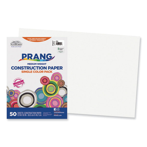 Prang® SunWorks Construction Paper, 50 lb Text Weight, 12 x 18, White, 50/Pack (PAC9207) Pack of 50