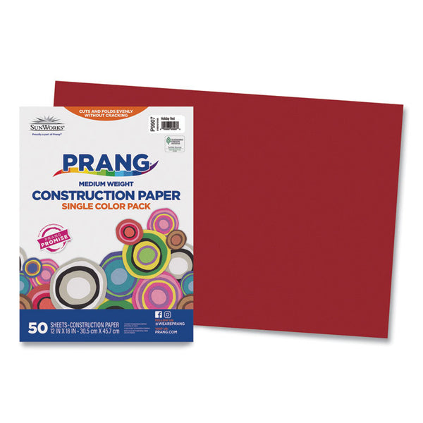 Prang® SunWorks Construction Paper, 50 lb Text Weight, 12 x 18, Holiday Red, 50/Pack (PAC9907) Pack of 50