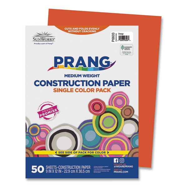 Prang® SunWorks Construction Paper, 50 lb Text Weight, 9 x 12, Orange, 50/Pack (PAC6603) Pack of 50