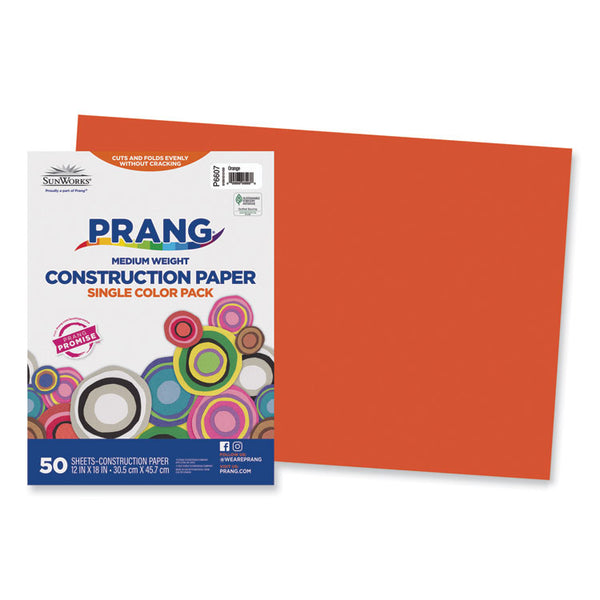 Prang® SunWorks Construction Paper, 50 lb Text Weight, 12 x 18, Orange, 50/Pack (PAC6607) Pack of 50