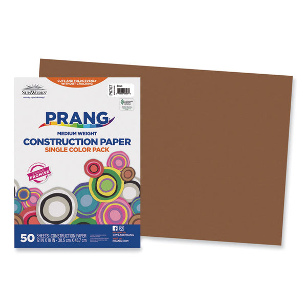 Prang® SunWorks Construction Paper, 50 lb Text Weight, 12 x 18, Brown, 50/Pack (PAC6707) Pack of 50