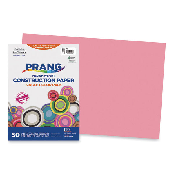 Prang® SunWorks Construction Paper, 50 lb Text Weight, 12 x 18, Pink, 50/Pack (PAC7007) Pack of 50