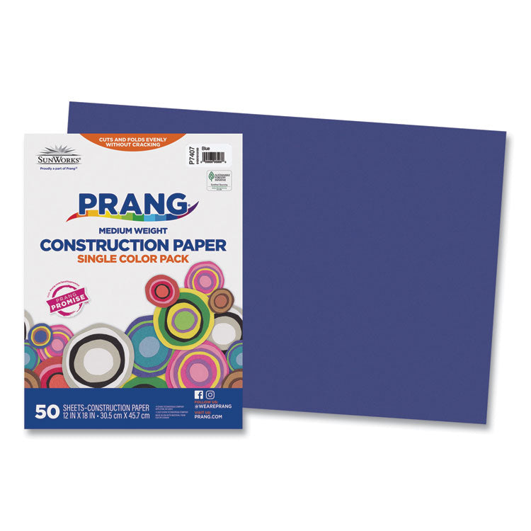 Prang® SunWorks Construction Paper, 50 lb Text Weight, 12 x 18, Blue, 50/Pack (PAC7407) Pack of 50