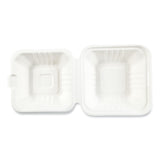 Boardwalk® Bagasse PFAS-Free Food Containers, 1-Compartment, 6 x 6 x 3.19, White, Bamboo/Sugarcane, 500/Carton (BWKHINGE66NPFA)