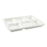 Boardwalk® Bagasse PFAS-Free Food Tray, 5-Compartment, 8.26 x 0.98 x 10.9, White, Bamboo/Sugarcane, 500/Carton (BWKTRAY128NPFA)