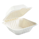 Boardwalk® Bagasse PFAS-Free Food Containers, 1-Compartment, 6 x 6 x 3.19, White, Bamboo/Sugarcane, 500/Carton (BWKHINGE66NPFA)