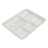 Boardwalk® Bagasse PFAS-Free Food Tray, 5-Compartment, 8.26 x 0.98 x 10.9, White, Bamboo/Sugarcane, 500/Carton (BWKTRAY128NPFA)