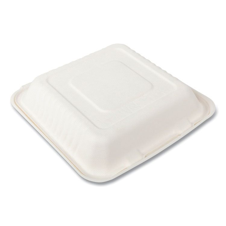 Boardwalk® Bagasse PFAS-Free Food Containers, 3-Compartment, 9 x 1.93 x 9, White, Bamboo/Sugarcane, 200/Carton (BWKHNGE3C9NPFA) Case of 200